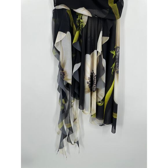 ZARA Strapless Midi Dress Floral Print Tulle Ruched Y2k Style Maxi Blogger Fav - Picture 6 of 15